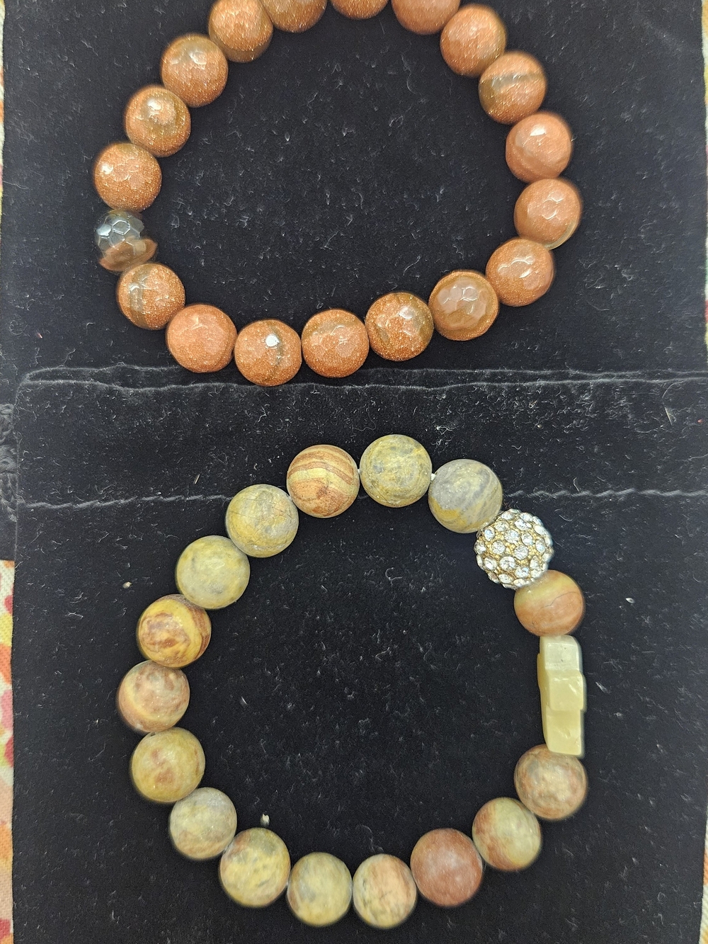 Stacked Beaded Stretch Bracelets - Orange and Earth Tone